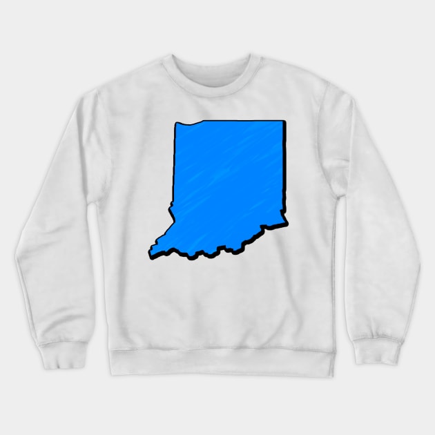 Bright Blue Indiana Outline Crewneck Sweatshirt by Mookle